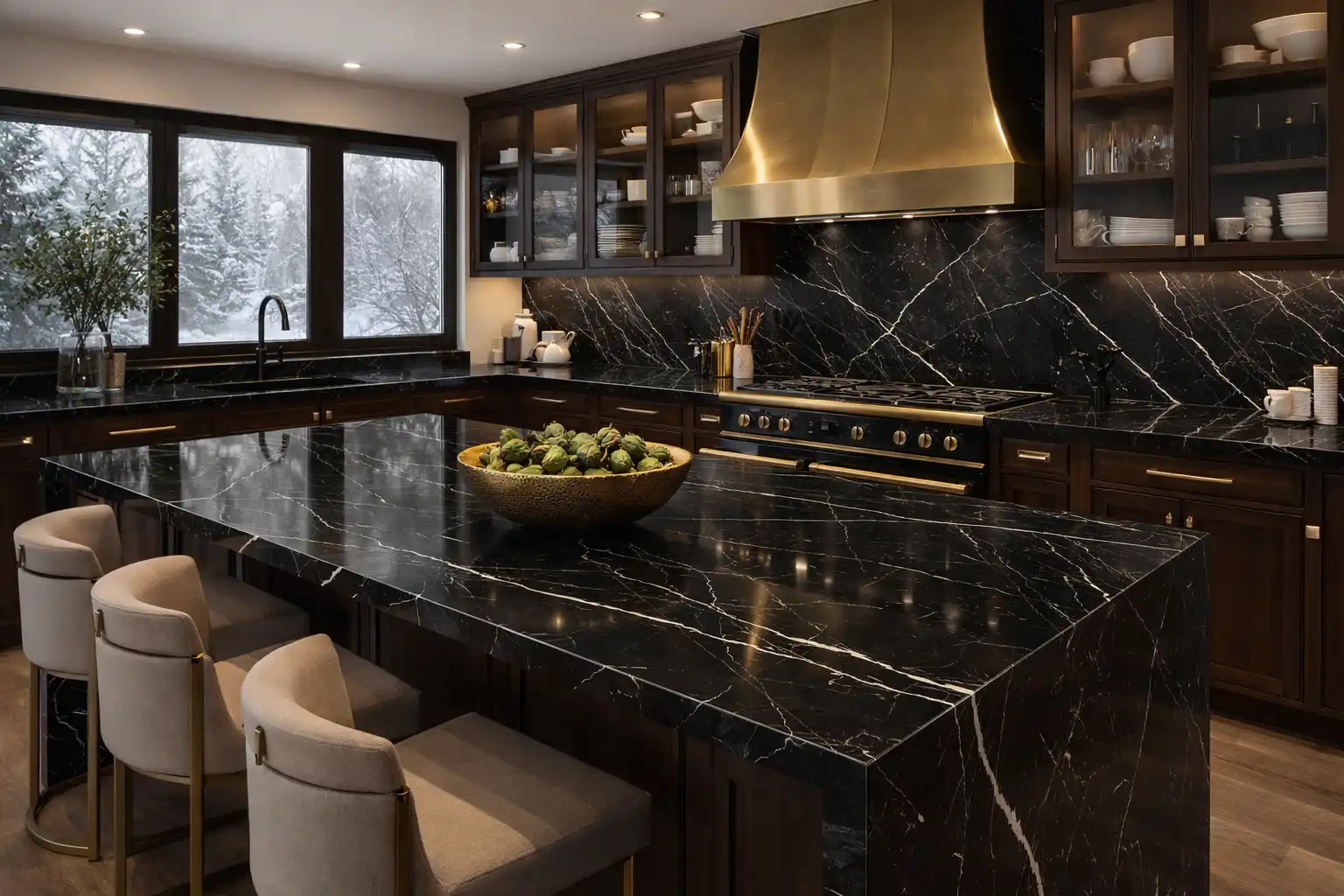 Engineered stone kitchen countertop