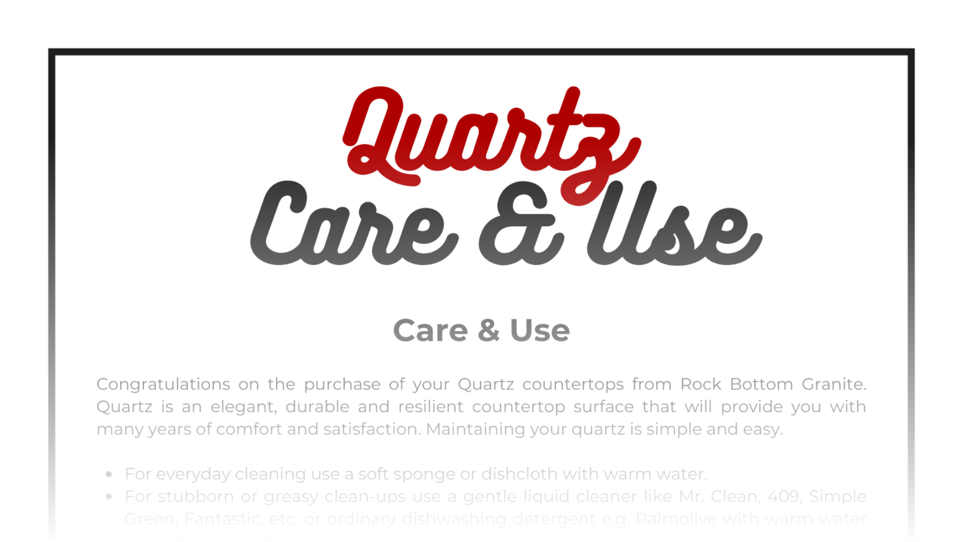 Quartz Care & Use Sheet — Download PDF