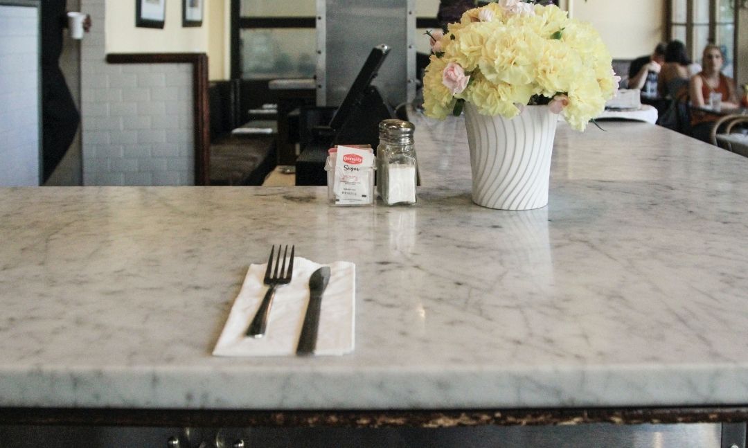 Quartz countertop wide view