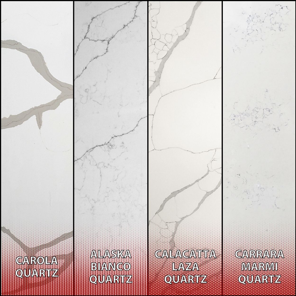 Quartz countertop selections
