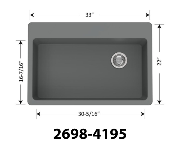 Super Single Bowl Kitchen Sink — Grey Moon