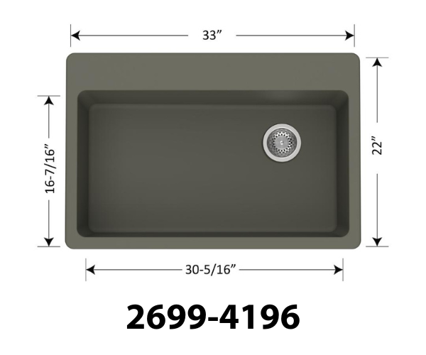 Super Single Bowl Kitchen Sink — Silver Fox