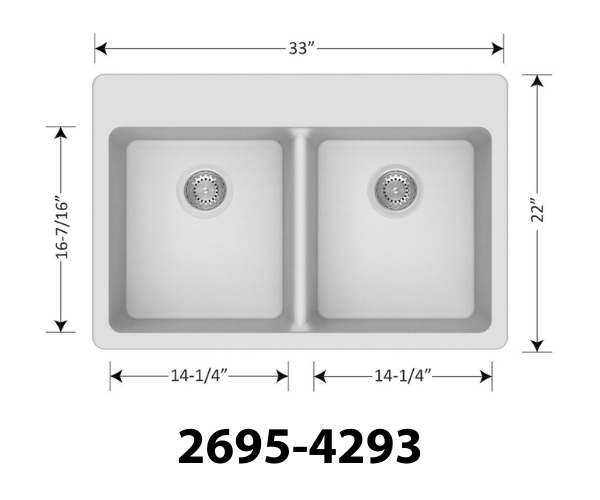 Double Equal Bowl Kitchen Sink — Iceberg