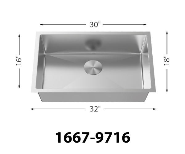 32" Stainless Steel Single Bowl Kitchen Sink R10
